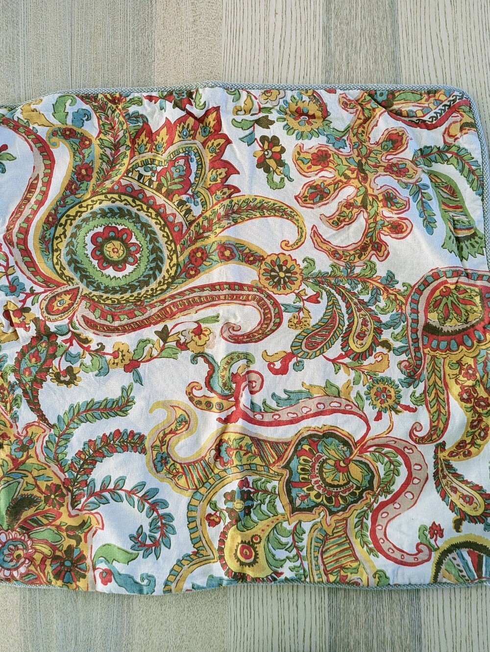 Pottery Barn Square Pillow Cover Cotton & Linen Multicolored Paisley 18"